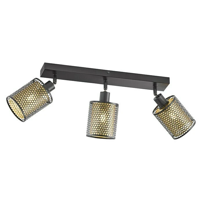BAUHAUS WOFI Cheval Deckenstrahler 84 W, L X B X H: 46 X 10 X 18 Cm, Schwarz/Gold, E14, 3 Stk. 4 BAUHAUS WOFI Cheval Deckenstrahler 84 W, L X B X H: 46 X 10 X 18 Cm, Schwarz/Gold, E14, 3 Stk. – Bild 2