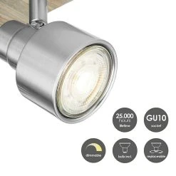 BAUHAUS Home Sweet Home LED-Deckenstrahler Drift 6 W, L X B X H: 23 X 23 X 15 Cm, Holz/ Silber, Warmweiß -Bauhaus Home 12 3306