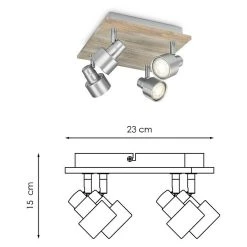 BAUHAUS Home Sweet Home LED-Deckenstrahler Drift 6 W, L X B X H: 23 X 23 X 15 Cm, Holz/ Silber, Warmweiß -Bauhaus Home 12 3309