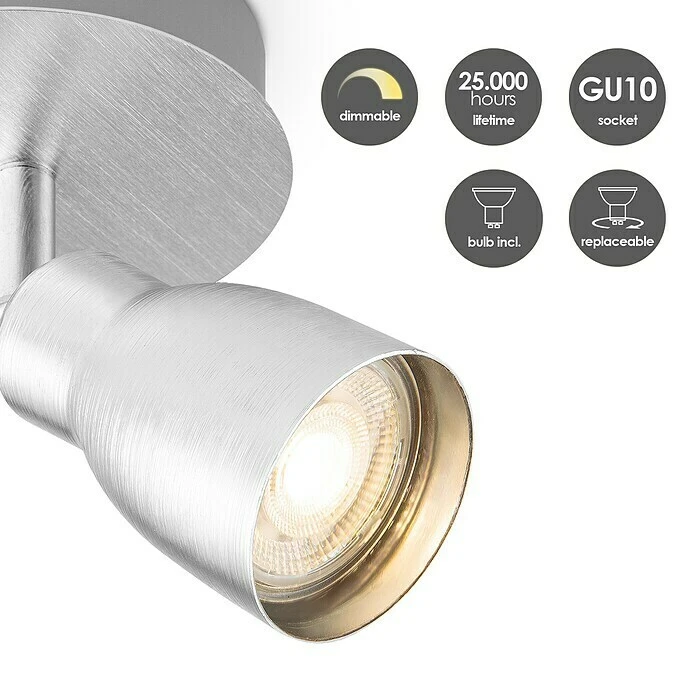 BAUHAUS Home Sweet Home LED-Deckenstrahler Rund Alba 5,8 W, Ø X H: 11,5 X 13,5 Cm, Aluminium, Warmweiß 5 BAUHAUS Home Sweet Home LED-Deckenstrahler Rund Alba 5,8 W, Ø X H: 11,5 X 13,5 Cm, Aluminium, Warmweiß – Bild 3