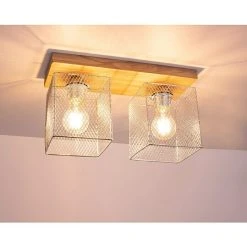 BAUHAUS Spotlight Deckenleuchte Norman Wood 25 W, L X B X H: 35 X 13,5 X 21 Cm, Geölte Eiche, Chrom, E27, 2 Stk. -Bauhaus Home 12 3352