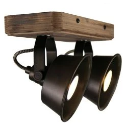 BAUHAUS Deckenstrahler 40 W, Schwarz Stahl/Holz, GU10, 2 Stk.