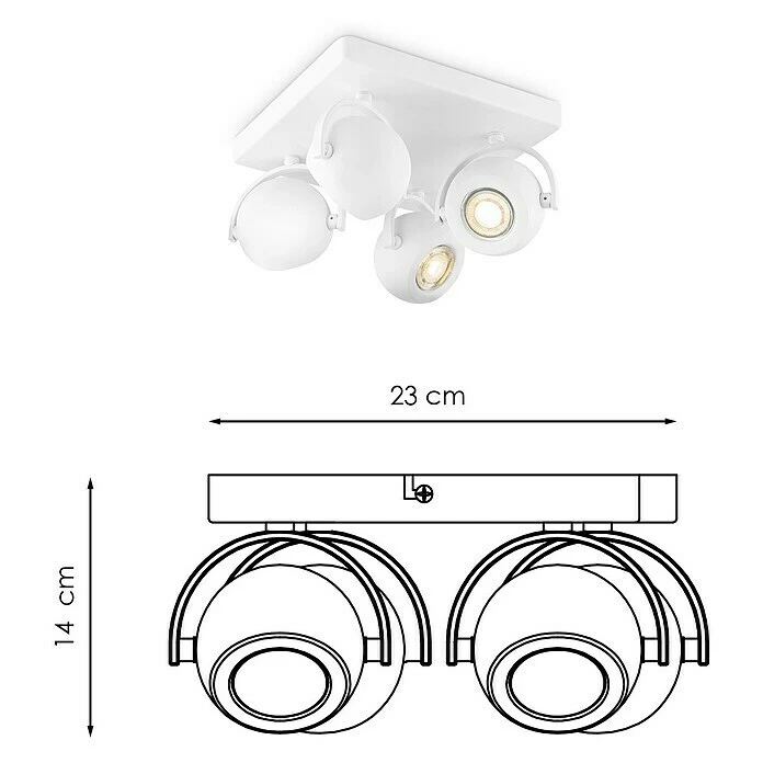 BAUHAUS Home Sweet Home LED-Deckenstrahler Nop 6 W, L X B X H: 23 X 23 X 14 Cm, Sandweiß, Warmweiß 7 BAUHAUS Home Sweet Home LED-Deckenstrahler Nop 6 W, L X B X H: 23 X 23 X 14 Cm, Sandweiß, Warmweiß – Bild 5