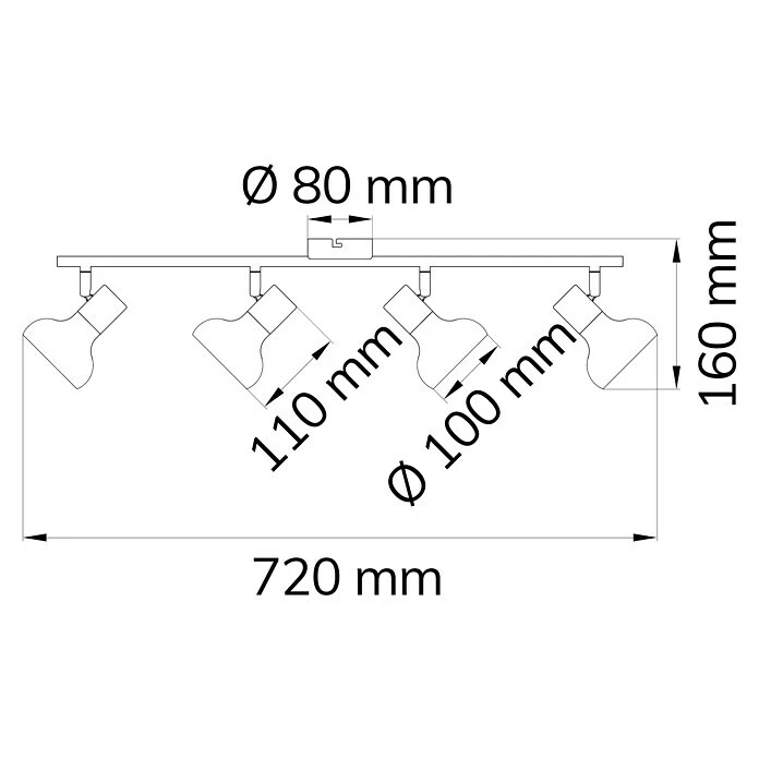 BAUHAUS WOFI Deckenstrahler Texel 112 W, L X B X H: 72 X 13 X 16 Cm, Weiß, E14, 4 Stk. 6 BAUHAUS WOFI Deckenstrahler Texel 112 W, L X B X H: 72 X 13 X 16 Cm, Weiß, E14, 4 Stk. – Bild 4