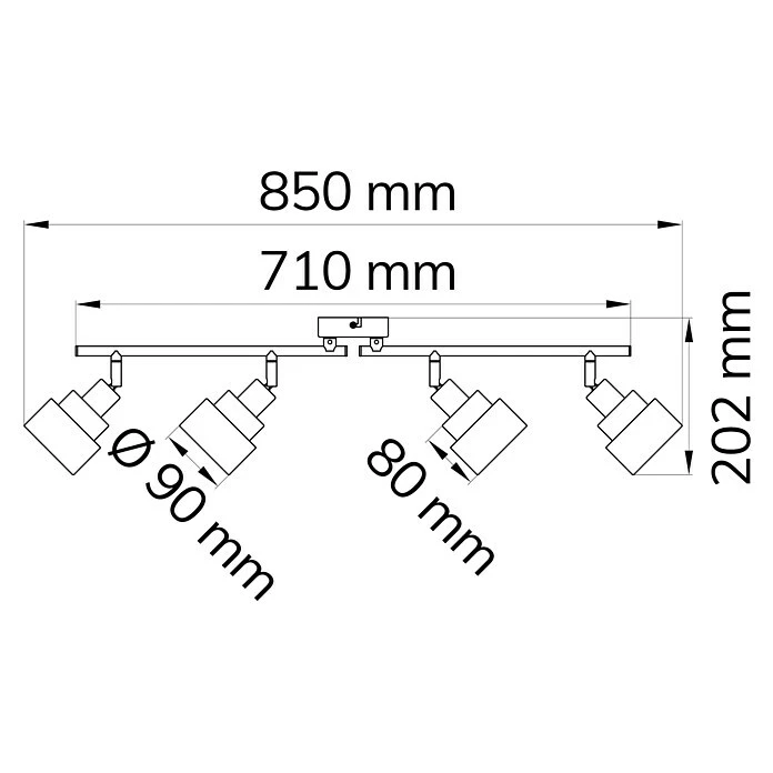 BAUHAUS WOFI Naples Deckenstrahler 112 W, L X B X H: 85 X 9 X 20,2 Cm, Chrom, E14, 4 Stk. 6 BAUHAUS WOFI Naples Deckenstrahler 112 W, L X B X H: 85 X 9 X 20,2 Cm, Chrom, E14, 4 Stk. – Bild 4