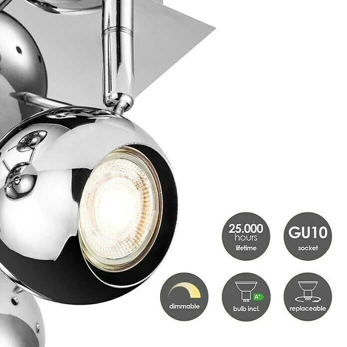 BAUHAUS Home Sweet Home LED-Deckenstrahler Bollo 5,8 W, L X B X H: 22 X 22 X 14 Cm, Chrom, Warmweiß 5 BAUHAUS Home Sweet Home LED-Deckenstrahler Bollo 5,8 W, L X B X H: 22 X 22 X 14 Cm, Chrom, Warmweiß – Bild 3