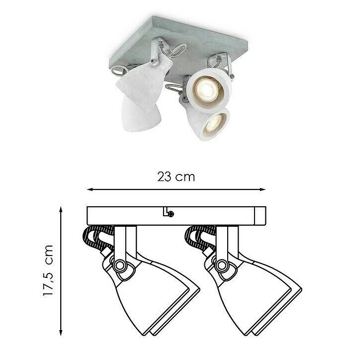 BAUHAUS Home Sweet Home LED-Deckenstrahler Vedi 6 W, L X B X H: 23 X 23 X 17,5 Cm, Beton, Warmweiß 7 BAUHAUS Home Sweet Home LED-Deckenstrahler Vedi 6 W, L X B X H: 23 X 23 X 17,5 Cm, Beton, Warmweiß – Bild 5