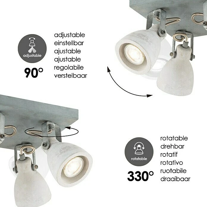 BAUHAUS Home Sweet Home LED-Deckenstrahler Vedi 6 W, L X B X H: 23 X 23 X 17,5 Cm, Beton, Warmweiß 8 BAUHAUS Home Sweet Home LED-Deckenstrahler Vedi 6 W, L X B X H: 23 X 23 X 17,5 Cm, Beton, Warmweiß – Bild 6