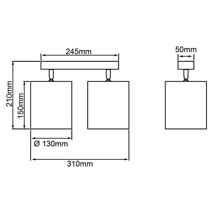 BAUHAUS Brilliant Wiley Deckenstrahler 42 W, L X B X H: 13 X 31 X 21 Cm, Schwarz, E14, 2 Stk. 6 BAUHAUS Brilliant Wiley Deckenstrahler 42 W, L X B X H: 13 X 31 X 21 Cm, Schwarz, E14, 2 Stk. – Bild 4