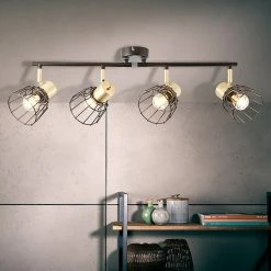 BAUHAUS Brilliant Posca Deckenstrahler 40 W, L X B X H: 28 X 60 X 18 Cm, Schwarz-matt/Messing-gebürstet, E14, 4 Stk.