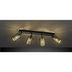 BAUHAUS WOFI Cheval Deckenstrahler 112 W, L X B X H: 64 X 10 X 18 Cm, Schwarz/Gold, E14, 4 Stk.