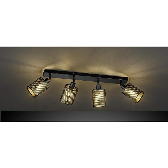 BAUHAUS WOFI Cheval Deckenstrahler 112 W, L X B X H: 64 X 10 X 18 Cm, Schwarz/Gold, E14, 4 Stk. 3 BAUHAUS WOFI Cheval Deckenstrahler 112 W, L X B X H: 64 X 10 X 18 Cm, Schwarz/Gold, E14, 4 Stk.