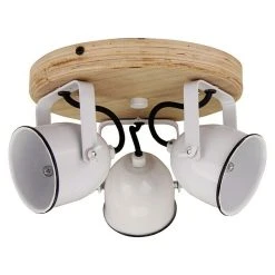 BAUHAUS Deckenstrahler Rund 40 W, Weiß/Holz, GU10