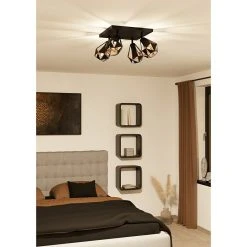 BAUHAUS Eglo Carlton 7 Deckenstrahler 160 W, L X B X H: 37 X 37 X 25,5 Cm, Schwarz/Kupfer-antik, E27, 4 Stk.