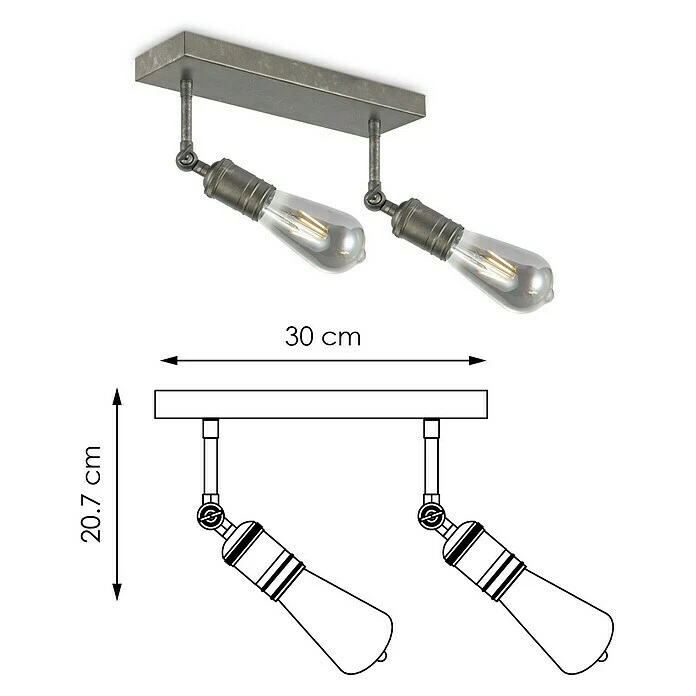 BAUHAUS Home Sweet Home LED-Deckenleuchte Spy 4 W, L X B X H: 30 X 9,5 X 20,5 Cm, Burned Metal, Warmweiß 6 BAUHAUS Home Sweet Home LED-Deckenleuchte Spy 4 W, L X B X H: 30 X 9,5 X 20,5 Cm, Burned Metal, Warmweiß – Bild 4