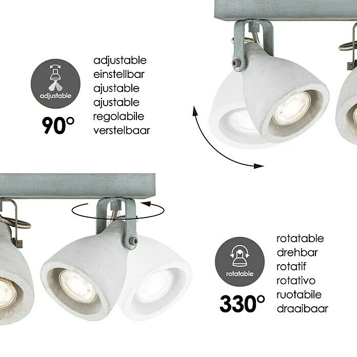 BAUHAUS Home Sweet Home LED-Deckenstrahler Vedi 5,8 W, L X B X H: 9,5 X 35,5 X 17,5 Cm, Beton, Warmweiß 8 BAUHAUS Home Sweet Home LED-Deckenstrahler Vedi 5,8 W, L X B X H: 9,5 X 35,5 X 17,5 Cm, Beton, Warmweiß – Bild 6