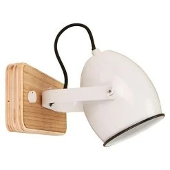 BAUHAUS Wandstrahler 40 W, Weiß/Holz, E27