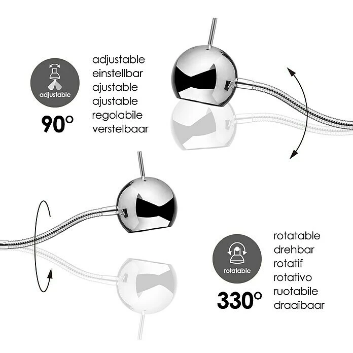BAUHAUS Home Sweet Home LED-Wandstrahler Bollo Flex 5,8 W, L X B X H: 14 X 14 X 11,5 Cm, Chrom, Warmweiß 6 BAUHAUS Home Sweet Home LED-Wandstrahler Bollo Flex 5,8 W, L X B X H: 14 X 14 X 11,5 Cm, Chrom, Warmweiß – Bild 4
