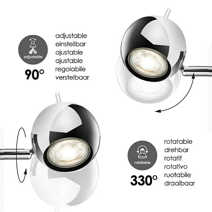 BAUHAUS Home Sweet Home LED-Wandstrahler Bollo 5,8 W, L X B X H: 14 X 14 X 11,5 Cm, Chrom, Warmweiß 6 BAUHAUS Home Sweet Home LED-Wandstrahler Bollo 5,8 W, L X B X H: 14 X 14 X 11,5 Cm, Chrom, Warmweiß – Bild 4