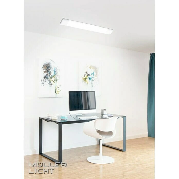 BAUHAUS Müller-Licht LED-Wand- & Deckenleuchte Scala Dim Flat 45 W, L X B X H: 150 X 12 X 3,1 Cm, Weiß/Aluminium 4 BAUHAUS Müller-Licht LED-Wand- & Deckenleuchte Scala Dim Flat 45 W, L X B X H: 150 X 12 X 3,1 Cm, Weiß/Aluminium – Bild 2