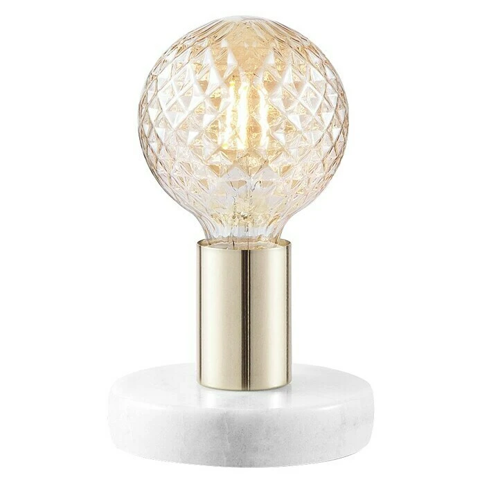 BAUHAUS Home Sweet Home Lampenfuß Sten Marble 10 W, E27, Weiß/Gold, Höhe: 9 Cm 3 BAUHAUS Home Sweet Home Lampenfuß Sten Marble 10 W, E27, Weiß/Gold, Höhe: 9 Cm