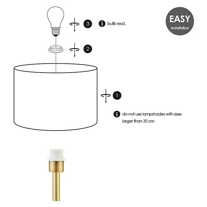 BAUHAUS Home Sweet Home Lampenfuß Stick 40 W, Farbe: Messing, Höhe: 39 Cm 8 BAUHAUS Home Sweet Home Lampenfuß Stick 40 W, Farbe: Messing, Höhe: 39 Cm – Bild 6