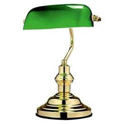 BAUHAUS Globo Tischleuchte Bankerslamp 60 W, L X B X H: 25 X 19 X 36 Cm, Messing, Grün, E27
