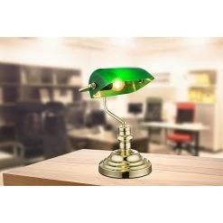 Alternative view of BAUHAUS Globo Tischleuchte Bankerslamp 60 W, L X B X H: 25 X 19 X 36 Cm, Messing, Grün, E27