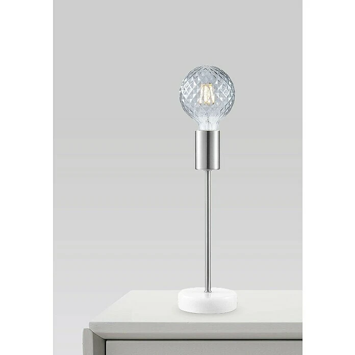 BAUHAUS Home Sweet Home Lampenfuß Cava 10 W, E27, Weiß/Silber, Höhe: 38 Cm 4 BAUHAUS Home Sweet Home Lampenfuß Cava 10 W, E27, Weiß/Silber, Höhe: 38 Cm – Bild 2