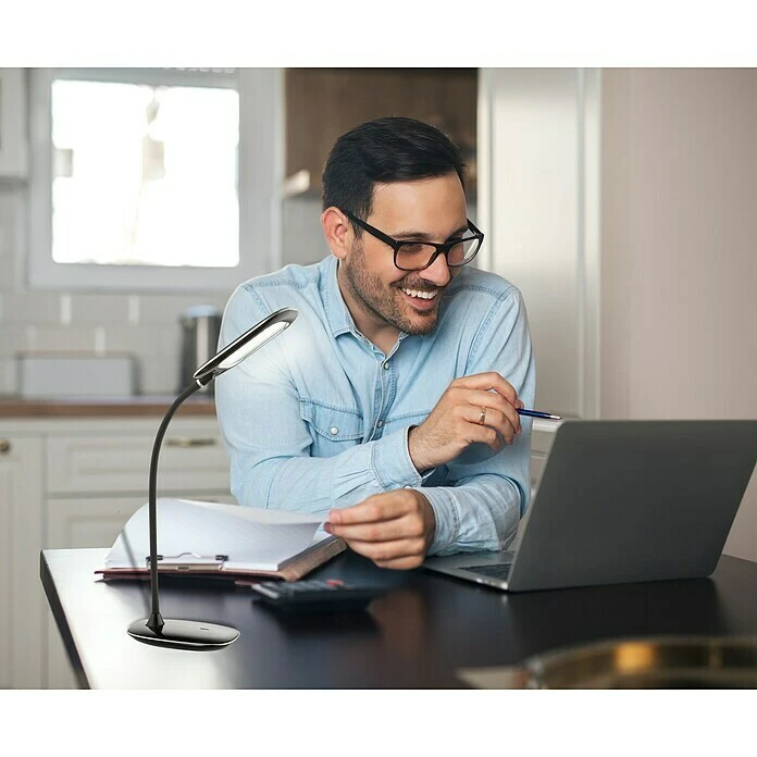 BAUHAUS Globo LED-Tischleuchte Minea I 5 W, L X B X H: 29 X 9,3 X 56 Cm, Schwarz, Transparent, Tageslichtweiß 4 BAUHAUS Globo LED-Tischleuchte Minea I 5 W, L X B X H: 29 X 9,3 X 56 Cm, Schwarz, Transparent, Tageslichtweiß – Bild 2