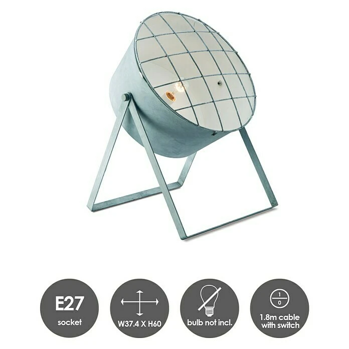 BAUHAUS Home Sweet Home Clemento Tischleuchte Rund 60 W, Ø X H: 420 Mm X 62 Cm, Grau, E27 5 BAUHAUS Home Sweet Home Clemento Tischleuchte Rund 60 W, Ø X H: 420 Mm X 62 Cm, Grau, E27 – Bild 3