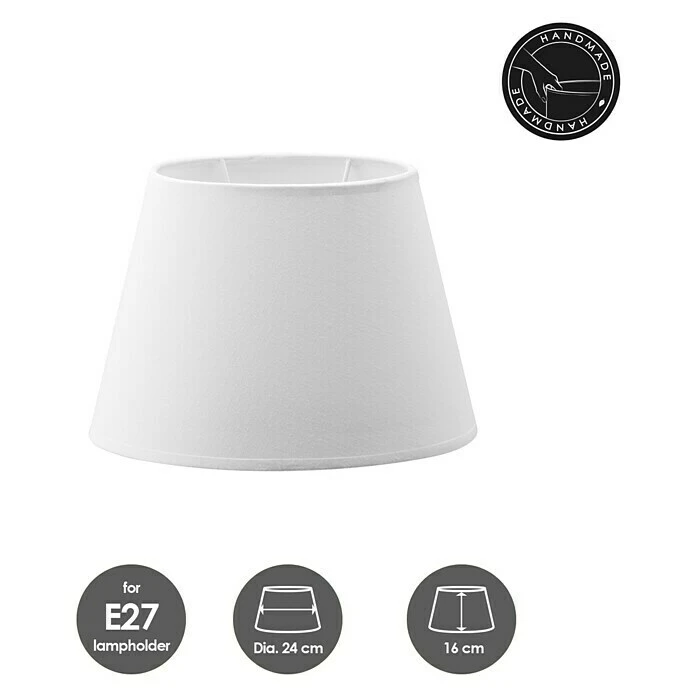 BAUHAUS Home Sweet Home Lampenschirm Largo Ø X H: 24 X 16 Cm, Pure White, Stoff, Oval 5 BAUHAUS Home Sweet Home Lampenschirm Largo Ø X H: 24 X 16 Cm, Pure White, Stoff, Oval – Bild 3