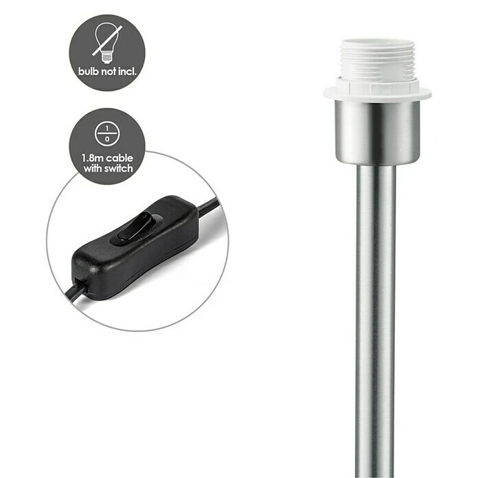 BAUHAUS Home Sweet Home Lampenfuß Stick 40 W, Farbe: Stahl Matt, Höhe: 39 Cm 4 BAUHAUS Home Sweet Home Lampenfuß Stick 40 W, Farbe: Stahl Matt, Höhe: 39 Cm – Bild 2