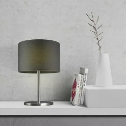 BAUHAUS Home Sweet Home Lampenschirm Canvas 30 Cm, Sturmgrau, Baumwolle, Rund