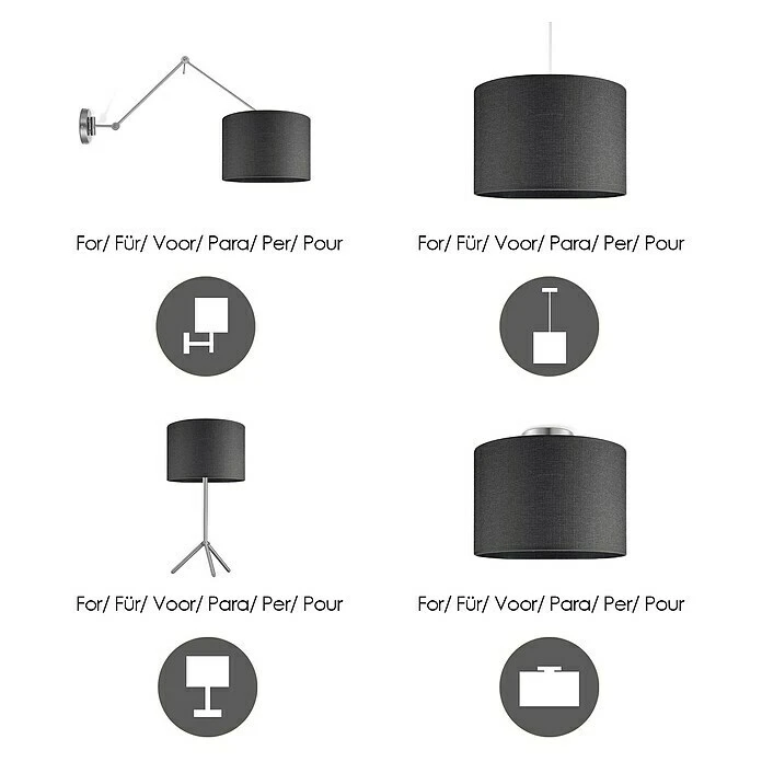 BAUHAUS Home Sweet Home Lampenschirm Canvas 30 Cm, Sturmgrau, Baumwolle, Rund 8 BAUHAUS Home Sweet Home Lampenschirm Canvas 30 Cm, Sturmgrau, Baumwolle, Rund – Bild 6